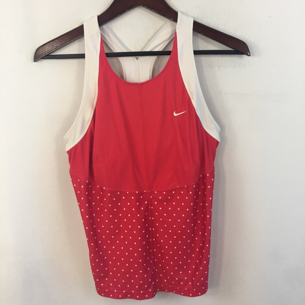 Nike Fit Dry Racerback Tank Top Neon Polka Dot M